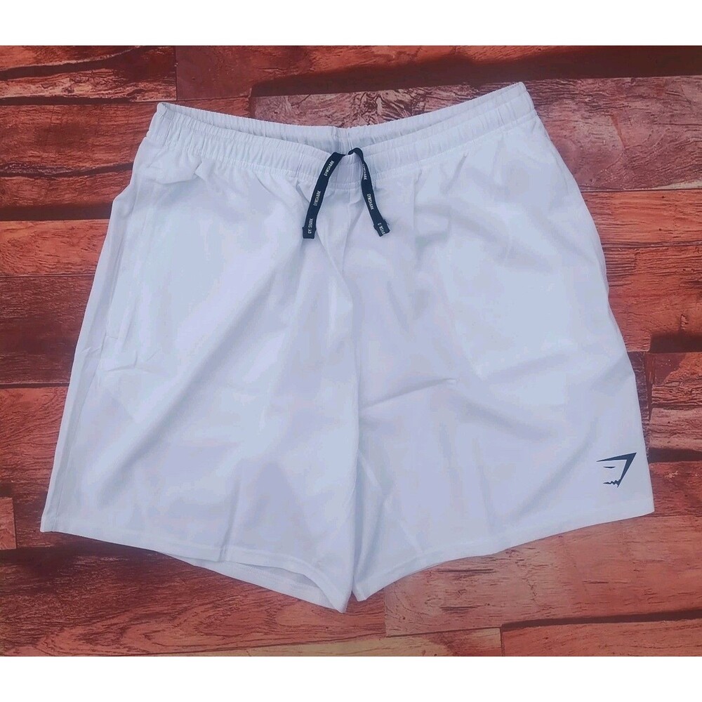 Gymshark Shorts Mens Large White Slim Arrival 7" Athletic Gym Training Workout